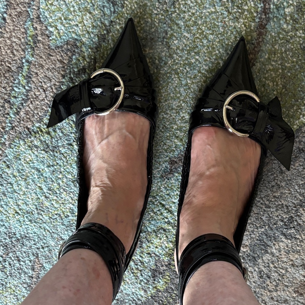 Dior Black Patent Leather Flats with Bow